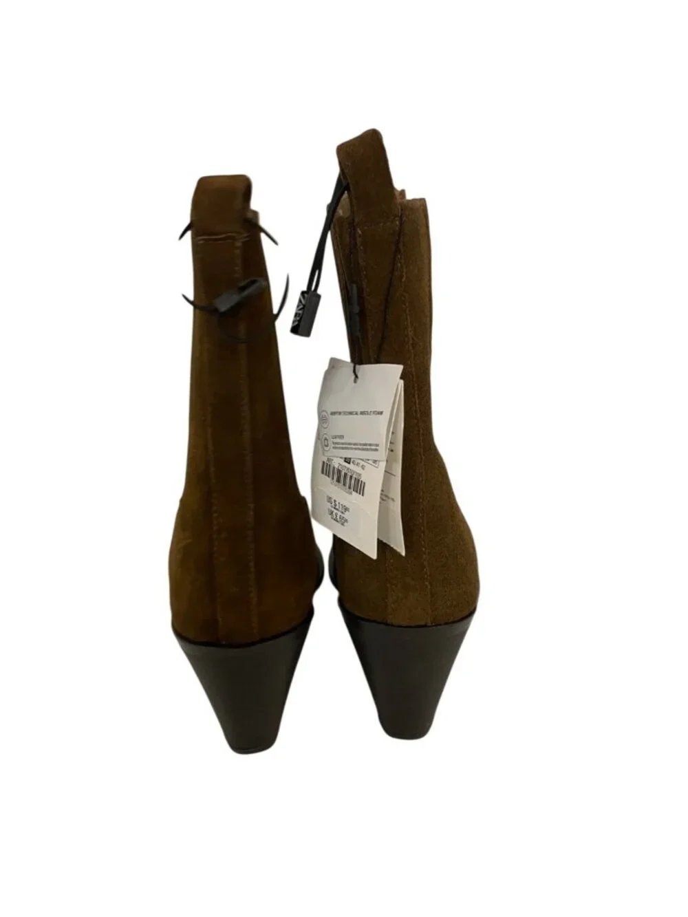 Zara Womens Split Leather Cowboy Ankle Boots EU 39 US 8 Brown 2107/610 NWOB
